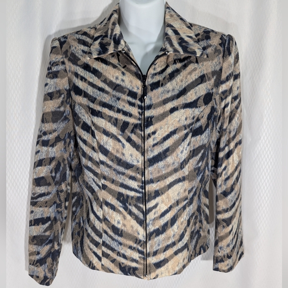 Giancarlo Ferrari Petite Women's Zip-Front Abstract Animal Print Jacket,Multi, 8 - Picture 2 of 13